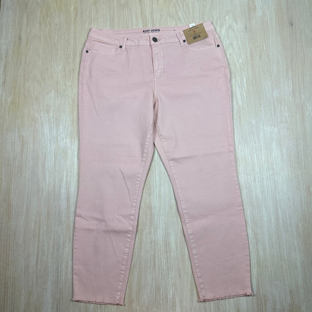 NWT Ruff Hewn Baby Spice Pink Mid Rise Skinny Ankle Raw Hem Stretch Jeans 16
